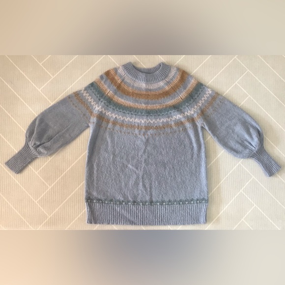 J. Crew Fair Isle yoke puff-sleeve sweater women's size S - Picture 1 of 11